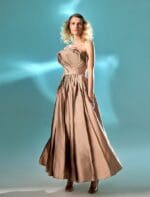 Pleated Gold Taffeta Dress