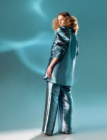 Metallic Blue Flared Pants - Image 3