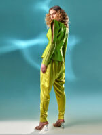 Contemporary Lime Mikado Piqué Jacket - Image 3