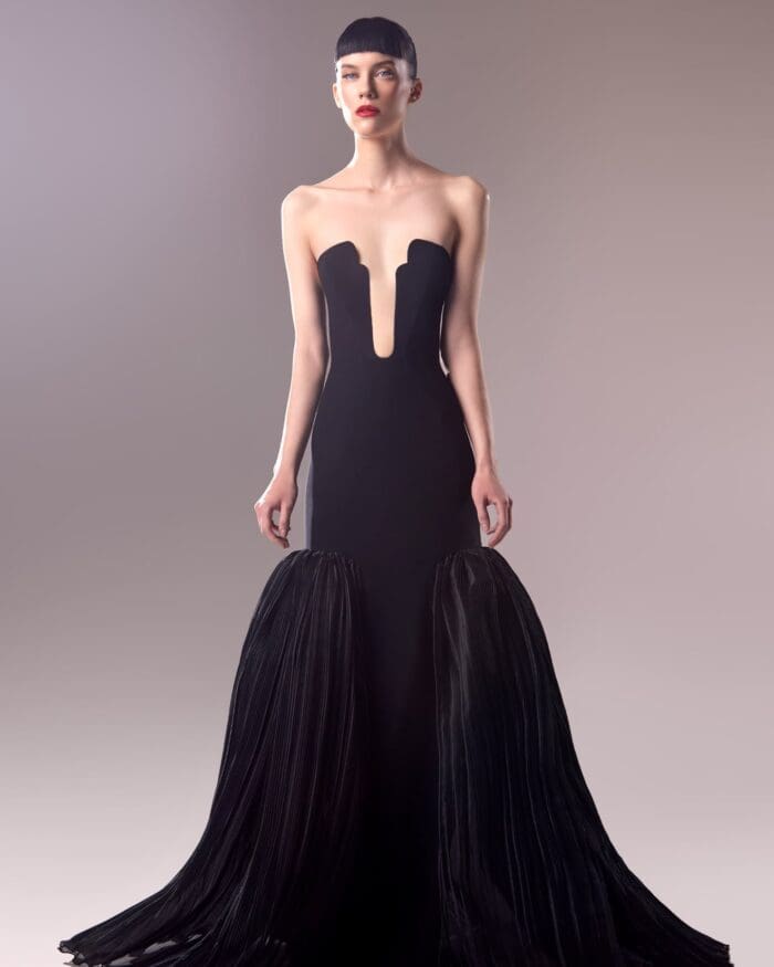 Mermaid Cutout Crepe and Organza Evening Dress
