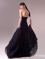Mermaid Cutout Crepe and Organza Evening Dress - Image 3
